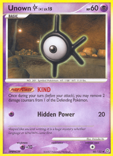 Carta Unown [K] 68/132 do set Secret Wonders — Pokémon TCG | Bynx