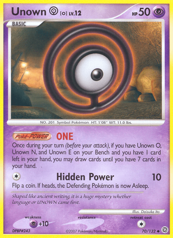 Carta Unown [O] 70/132 do set Secret Wonders — Pokémon TCG | Bynx