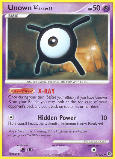 Carta Unown [X] 71/132 do set Secret Wonders — Pokémon TCG | Bynx