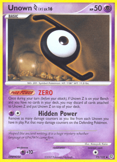 Carta Unown [Z] 72/132 do set Secret Wonders — Pokémon TCG | Bynx