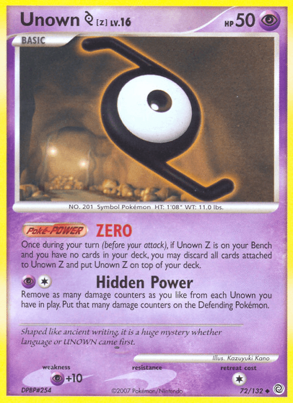 Carta Unown [Z] 72/132 do set Secret Wonders — Pokémon TCG | Bynx