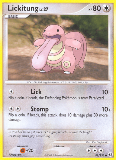 Carta Lickitung 91/132 do set Secret Wonders — Pokémon TCG | Bynx
