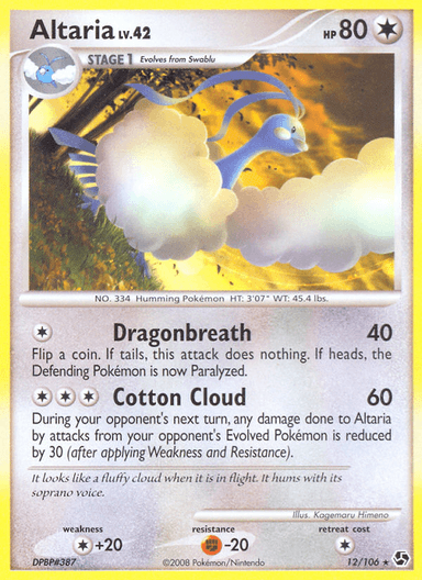 Carta Altaria 12/106 do set Great Encounters — Pokémon TCG | Bynx