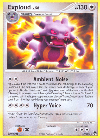Carta Exploud 17/106 do set Great Encounters — Pokémon TCG | Bynx