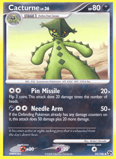 Carta Cacturne 34/106 do set Great Encounters — Pokémon TCG | Bynx
