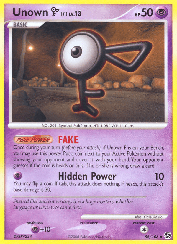 Carta Unown [F] 56/106 do set Great Encounters — Pokémon TCG | Bynx