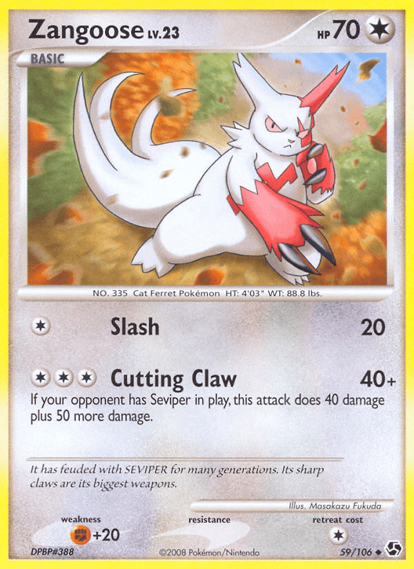 Carta Zangoose 59/106 do set Great Encounters — Pokémon TCG | Bynx