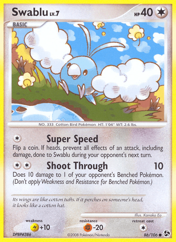 Carta Swablu 86/106 do set Great Encounters — Pokémon TCG | Bynx