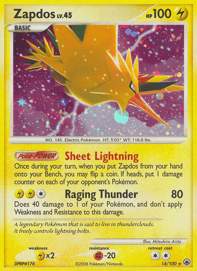 Carta Zapdos 14/100 do set Majestic Dawn — Pokémon TCG | Bynx