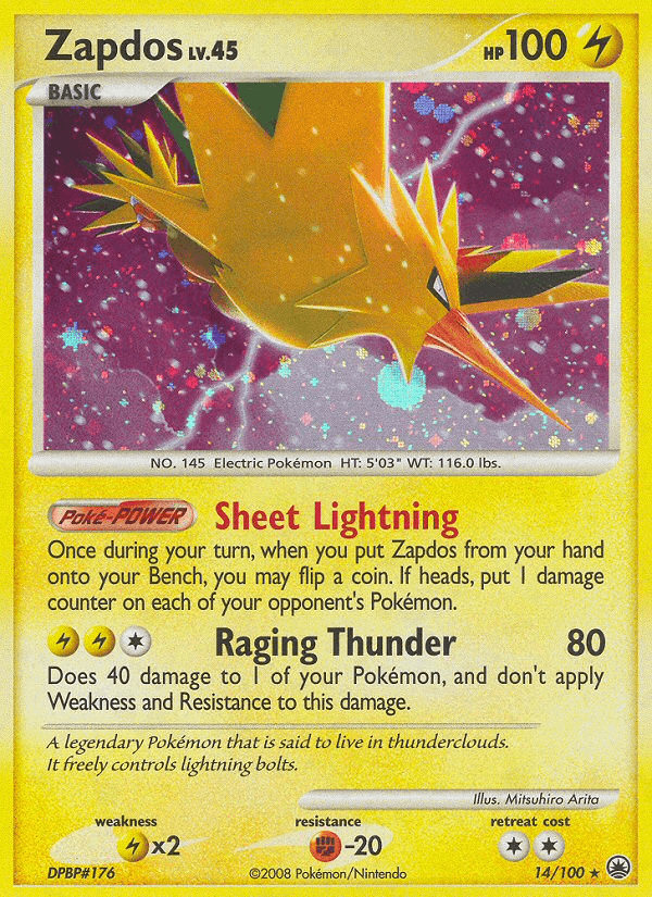 Carta Zapdos 14/100 do set Majestic Dawn — Pokémon TCG | Bynx