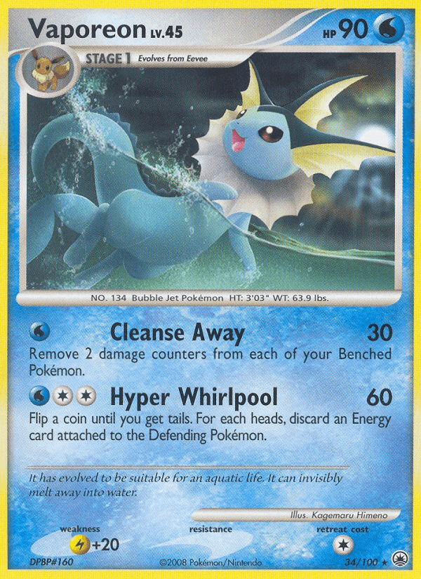 Carta Vaporeon 34/100 do set Majestic Dawn — Pokémon TCG | Bynx