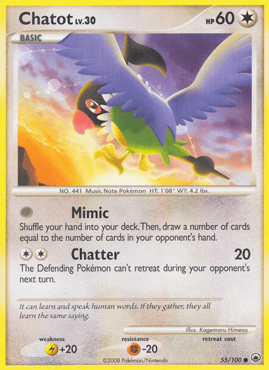 Carta Chatot 55/100 do set Majestic Dawn — Pokémon TCG | Bynx