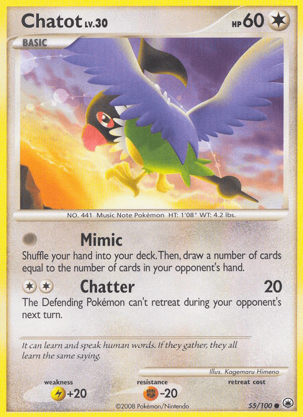 Carta Chatot 55/100 do set Majestic Dawn — Pokémon TCG | Bynx