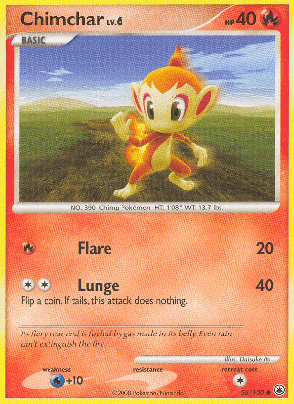 Carta Chimchar 56/100 do set Majestic Dawn — Pokémon TCG | Bynx