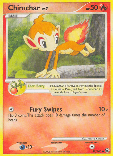 Carta Chimchar 57/100 do set Majestic Dawn — Pokémon TCG | Bynx