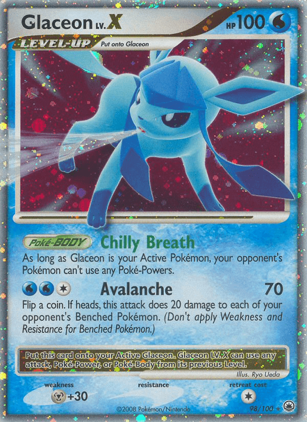 Carta Glaceon LV.X 98/100 do set Majestic Dawn — Pokémon TCG | Bynx