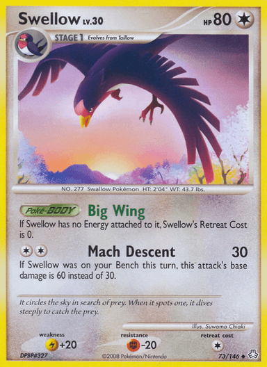 Carta Swellow 73/146 do set Legends Awakened — Pokémon TCG | Bynx