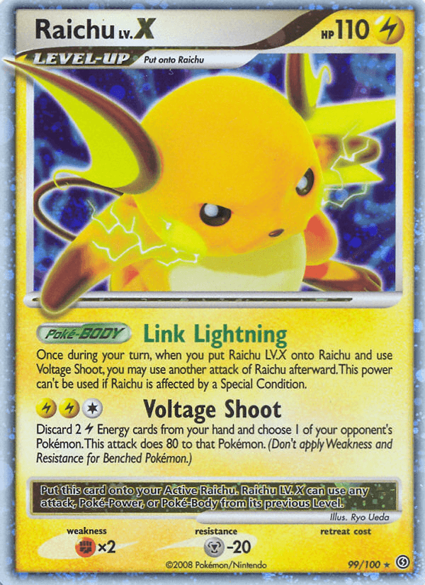 Carta Raichu LV.X 99/100 do set Stormfront — Pokémon TCG | Bynx