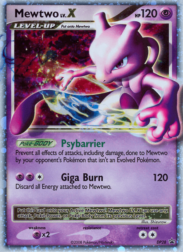 Carta Mewtwo LV.X DP28/56 do set DP Black Star Promos — Pokémon TCG | Bynx