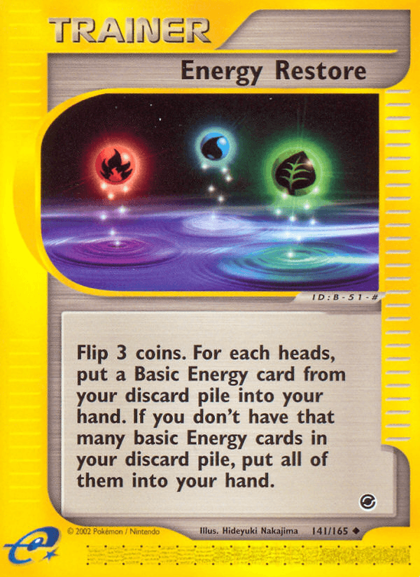 Carta Energy Restore 141/165 do set Expedition Base Set — Pokémon TCG | Bynx