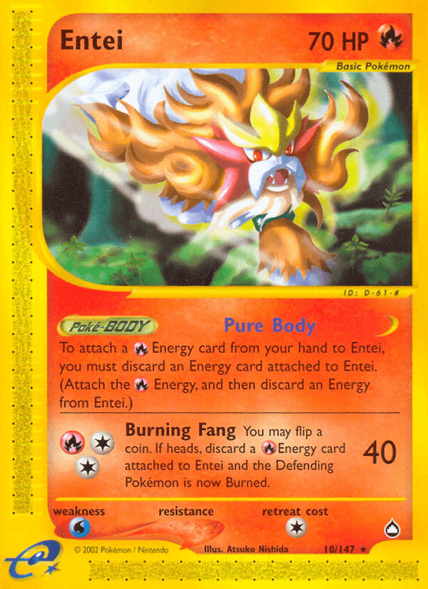 Carta Entei 10/147 do set Aquapolis — Pokémon TCG | Bynx
