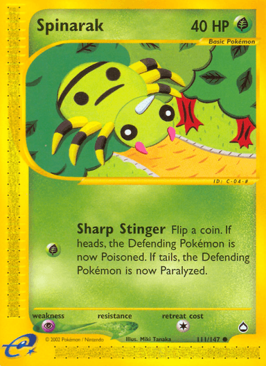 Carta Spinarak 111/147 do set Aquapolis — Pokémon TCG | Bynx