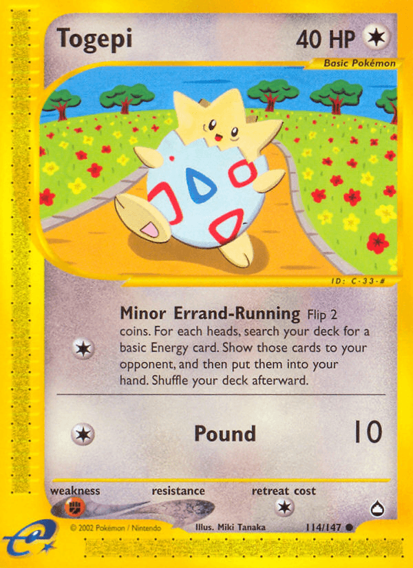 Carta Togepi 114/147 do set Aquapolis — Pokémon TCG | Bynx