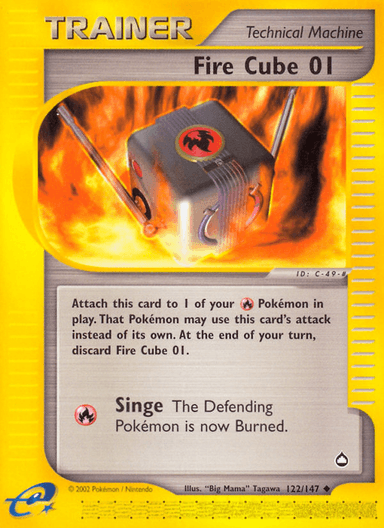 Carta Fire Cube 01 122/147 do set Aquapolis — Pokémon TCG | Bynx