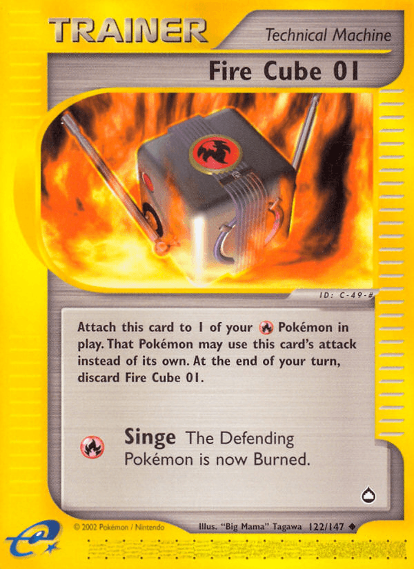 Carta Fire Cube 01 122/147 do set Aquapolis — Pokémon TCG | Bynx