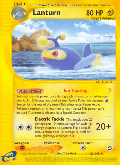 Carta Lanturn 21/147 do set Aquapolis — Pokémon TCG | Bynx