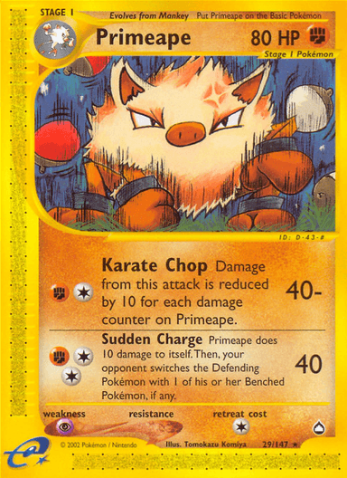 Carta Primeape 29/147 do set Aquapolis — Pokémon TCG | Bynx