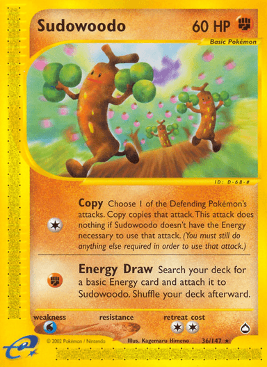 Carta Sudowoodo 36/147 do set Aquapolis — Pokémon TCG | Bynx