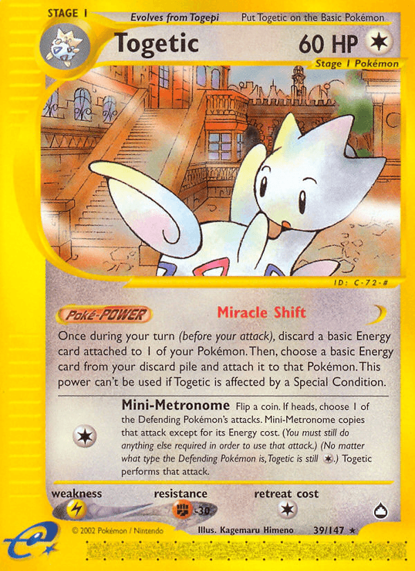 Carta Togetic 39/147 do set Aquapolis — Pokémon TCG | Bynx
