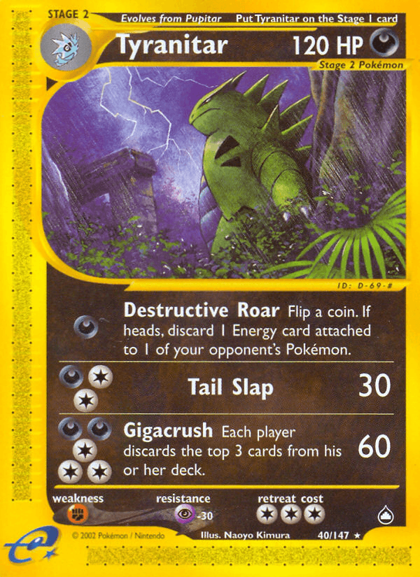Carta Tyranitar 40/147 do set Aquapolis — Pokémon TCG | Bynx