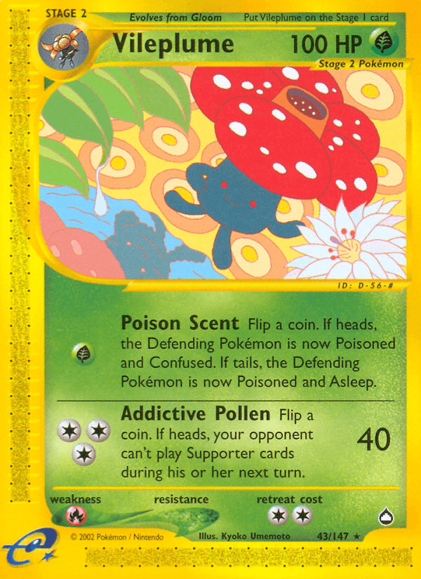 Carta Vileplume 43/147 do set Aquapolis — Pokémon TCG | Bynx