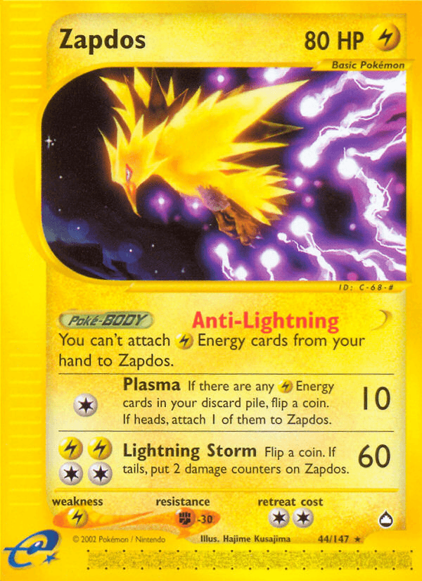 Carta Zapdos 44/147 do set Aquapolis — Pokémon TCG | Bynx