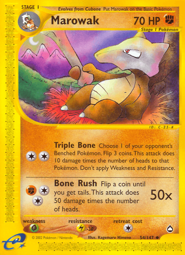 Carta Marowak 54/147 do set Aquapolis — Pokémon TCG | Bynx