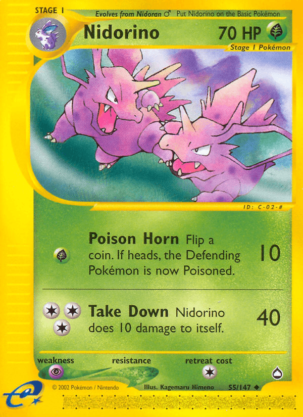 Carta Nidorino 55/147 do set Aquapolis — Pokémon TCG | Bynx