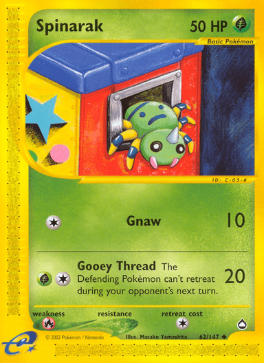 Carta Spinarak 62/147 do set Aquapolis — Pokémon TCG | Bynx