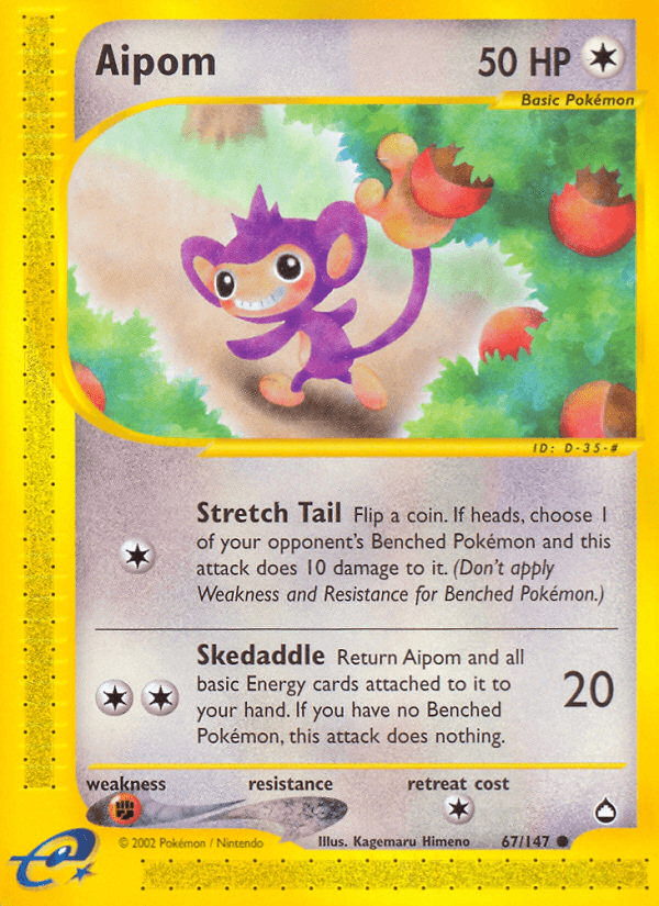 Carta Aipom 67/147 do set Aquapolis — Pokémon TCG | Bynx