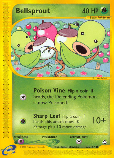 Carta Bellsprout 68/147 do set Aquapolis — Pokémon TCG | Bynx