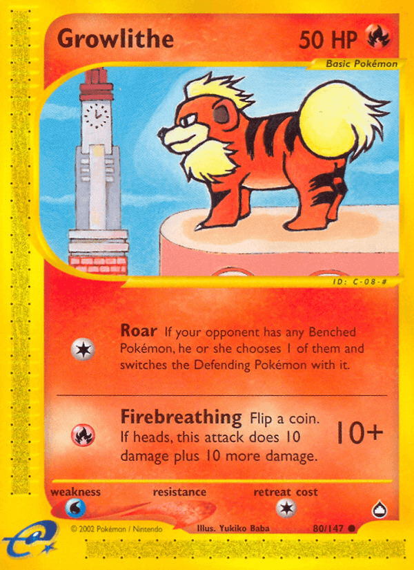 Carta Growlithe 80/147 do set Aquapolis — Pokémon TCG | Bynx