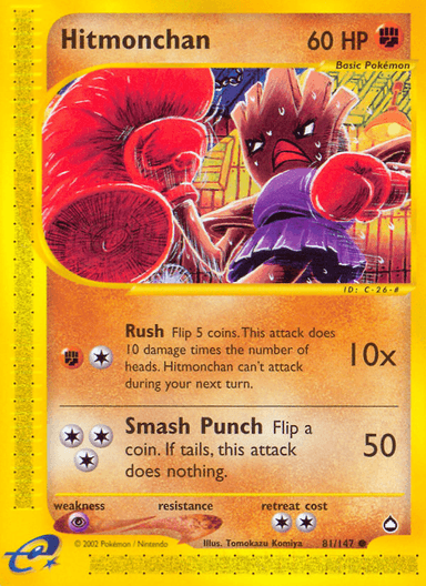 Carta Hitmonchan 81/147 do set Aquapolis — Pokémon TCG | Bynx