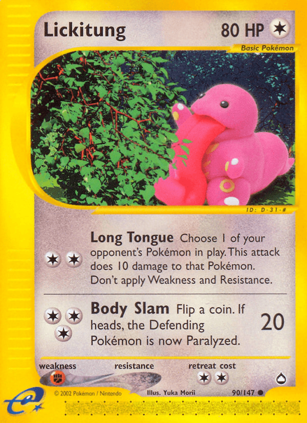 Carta Lickitung 90/147 do set Aquapolis — Pokémon TCG | Bynx
