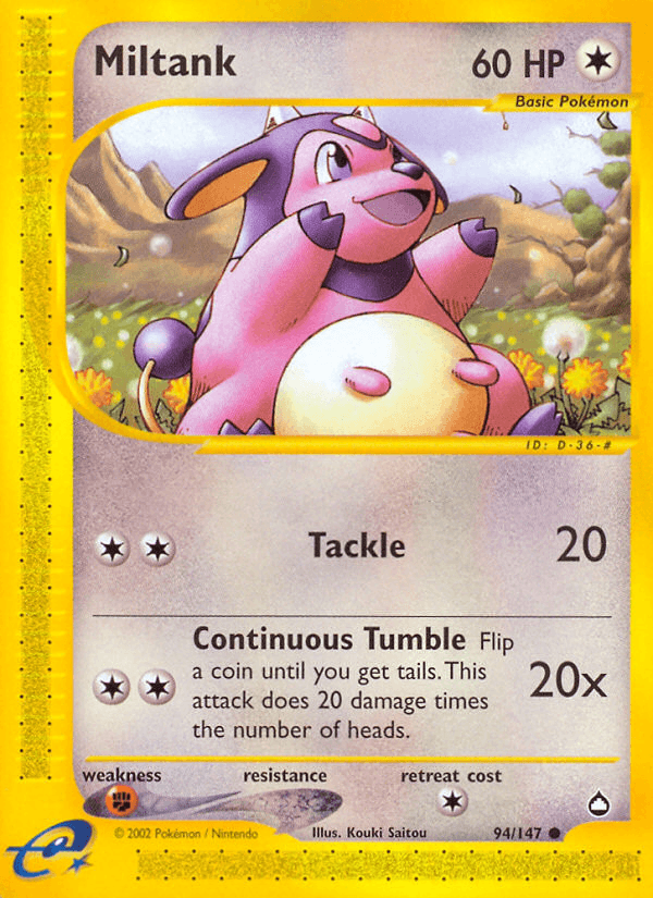 Carta Miltank 94/147 do set Aquapolis — Pokémon TCG | Bynx