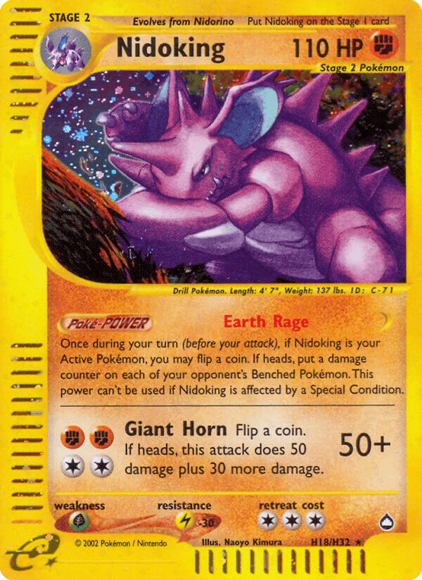 Carta Nidoking H18/147 do set Aquapolis — Pokémon TCG | Bynx