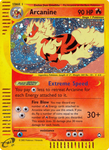 Carta Arcanine H2/147 do set Aquapolis — Pokémon TCG | Bynx