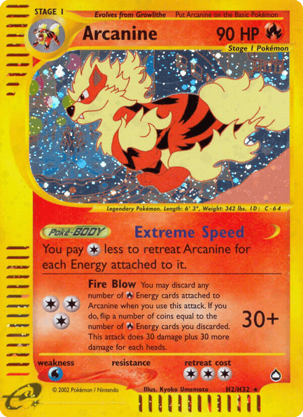 Carta Arcanine H2/147 do set Aquapolis — Pokémon TCG | Bynx