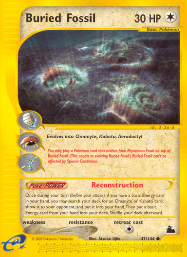 Carta Buried Fossil 47/144 do set Skyridge — Pokémon TCG | Bynx