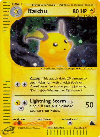 Carta Raichu H25/144 do set Skyridge — Pokémon TCG | Bynx